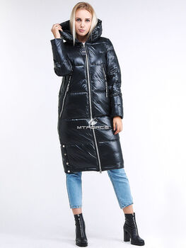 Женская зимняя классика куртка с капюшоном темно-с